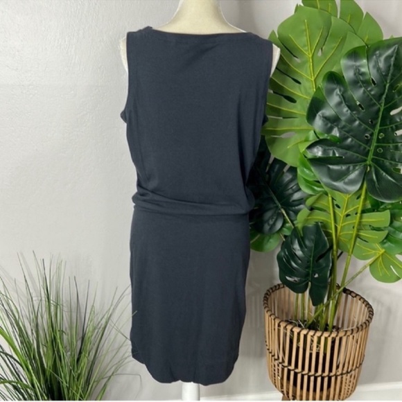 Athleta Tulip Hem Modal Ruched Bodycon sleeveless mini dress grey Large - Picture 3 of 7